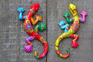 Dekorace ještěrka exotic, sada 2 ks