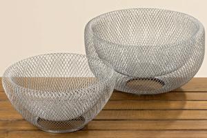 Dekorační drátěný koš seoul, barva stříbrná, sada 2 ks