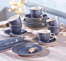 Kávový servis hvězdy, modrý, 18 dílná sada