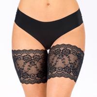 Krajkový ochranný pásek na stehna, černý, 1 pár