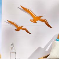 Nástěnná dekorace racek, sada 2 ks, v optice rzi