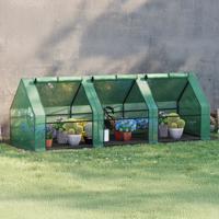 Outsunny Fóliovník se 3 rolovacími dveřmi, zelený