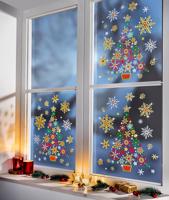Samolepky na okno vánoční strom, 57 dílů