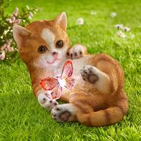 Solární dekorace kočka s motýlem