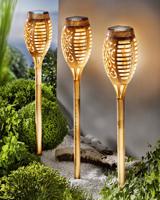 Solární pochodeň bamboo flame se zápichem/klipem, 3 ks