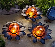 Solární zápich lotosový květ, 3 ks
