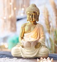 Svícen buddha, zlatý