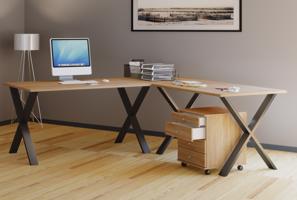 VCM rohový psací stůl "Lona" 160x160x80 X-stop Bílá/stříbrná