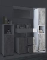 VCM Vysoká skříň "Flandu" Bílá/betonový vzhled