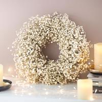 Věnec ze sušených květin gypsophila, 25 cm