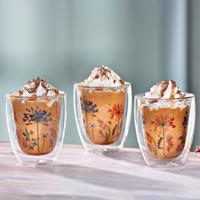 Weltbild Dvoustěnné sklenice Květy, sada 3 ks